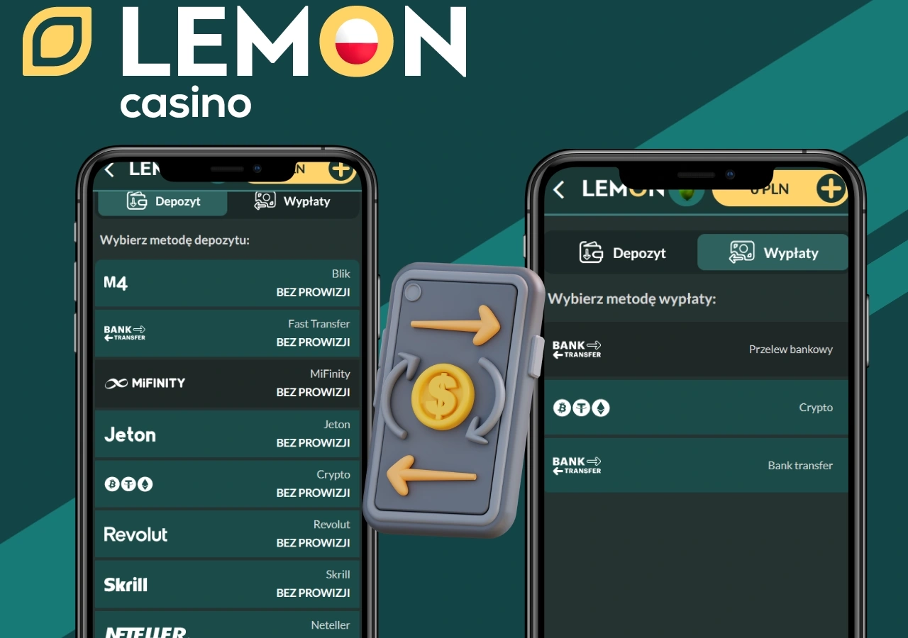 dostepne metody platnosci w Lemon Casino